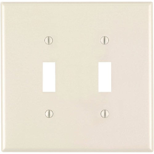 Light almond plastic oversized 2-gang toggle switch wall plate for home improvement projects