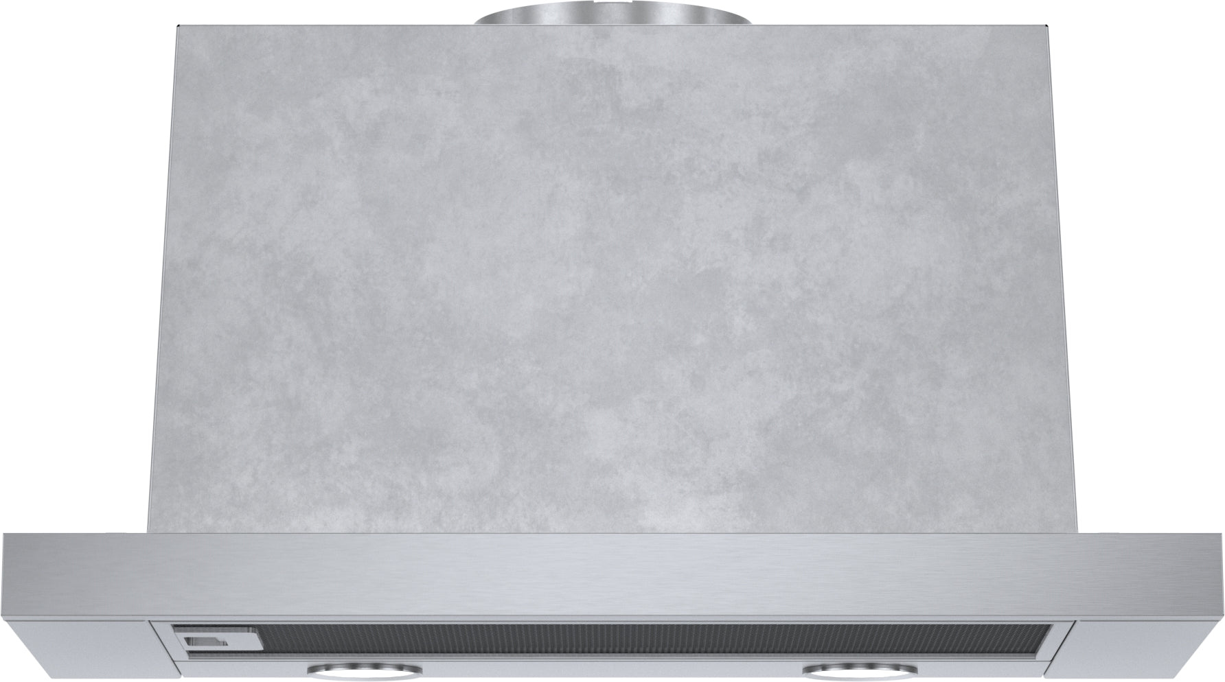 Stainless steel pull-out range hood with integrated blower and touch controls for kitchen ventilation and home improvement