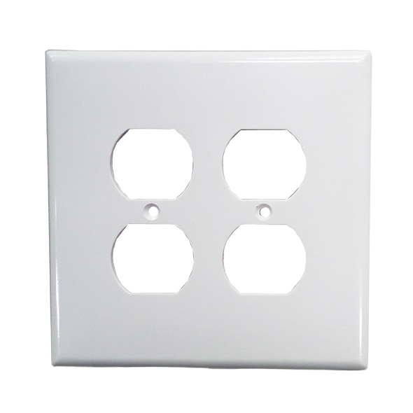 White 2-gang jumbo wallplate for duplex receptacle with smooth finish for home improvement use