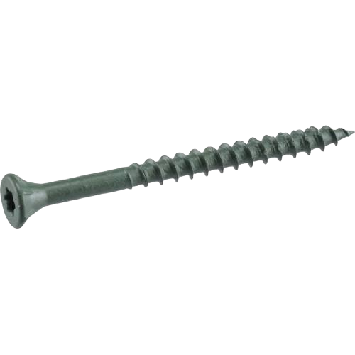 Green ceramic coated deck screw with star-drive head for exterior wood and composite fastening in hardware and fasteners collections