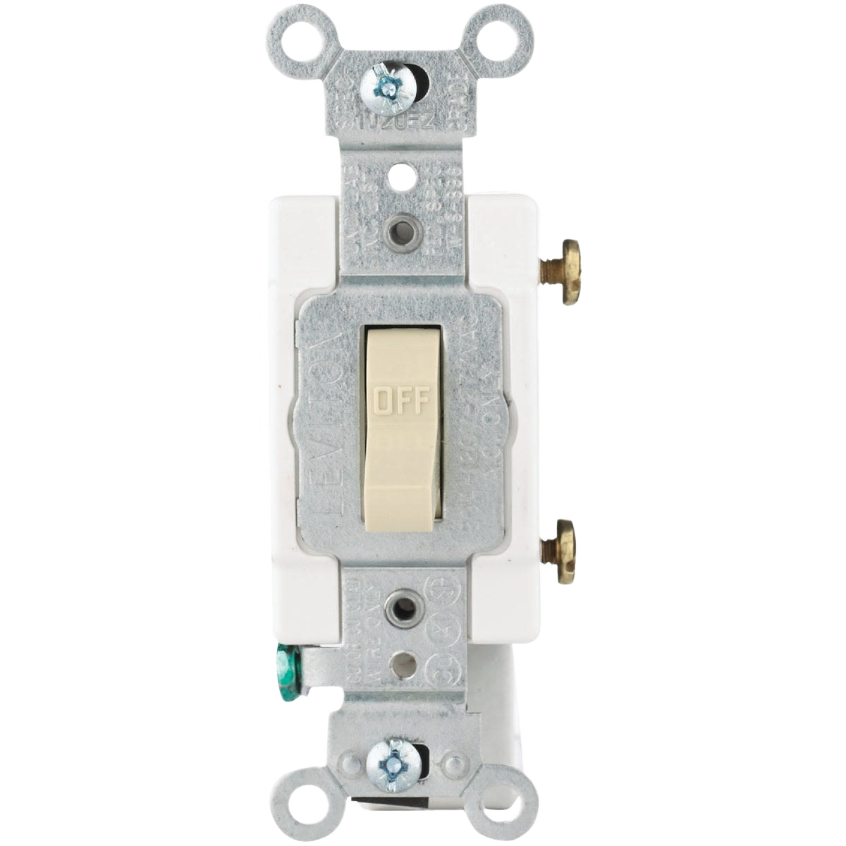 Ivory toggle single pole switch with metal mounting frame for commercial electrical use under $50 collection