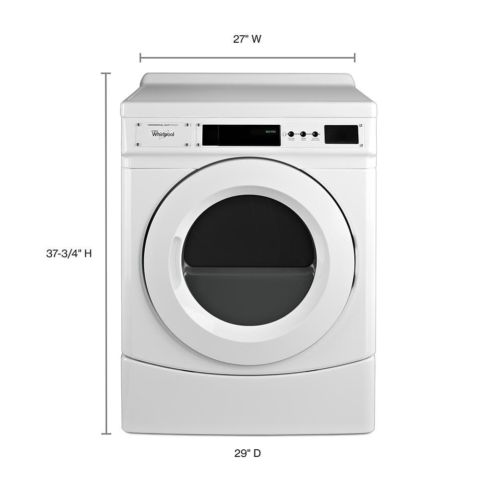 Front view of white commercial electric front-load dryer with digital controls from Dryers collection