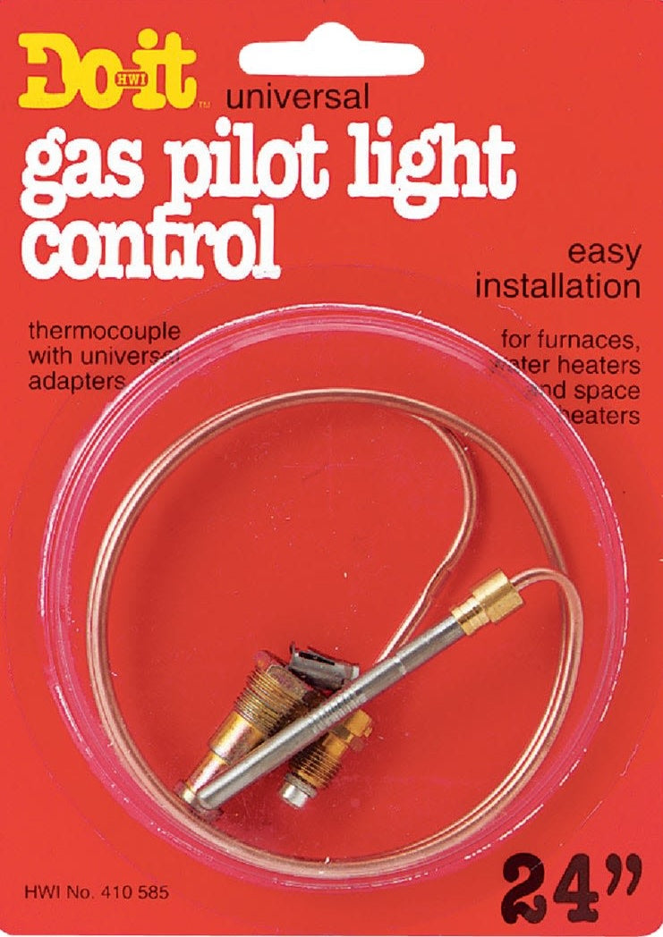 Copper universal thermocouple for gas pilot light control in furnaces and water heaters with easy installation packaging