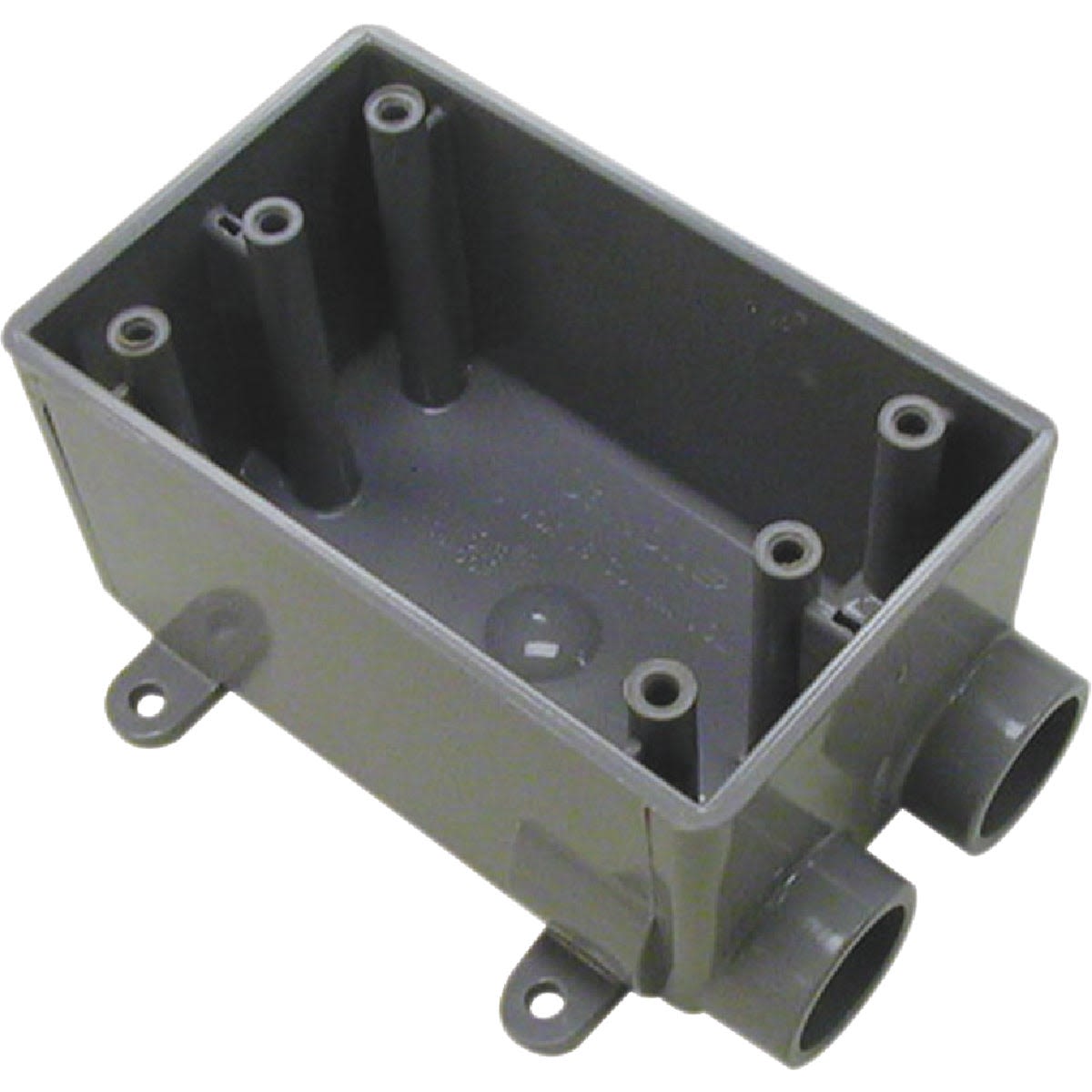Dark gray 1-gang PVC conduit wall box designed for dead-end electrical terminations in home improvement projects