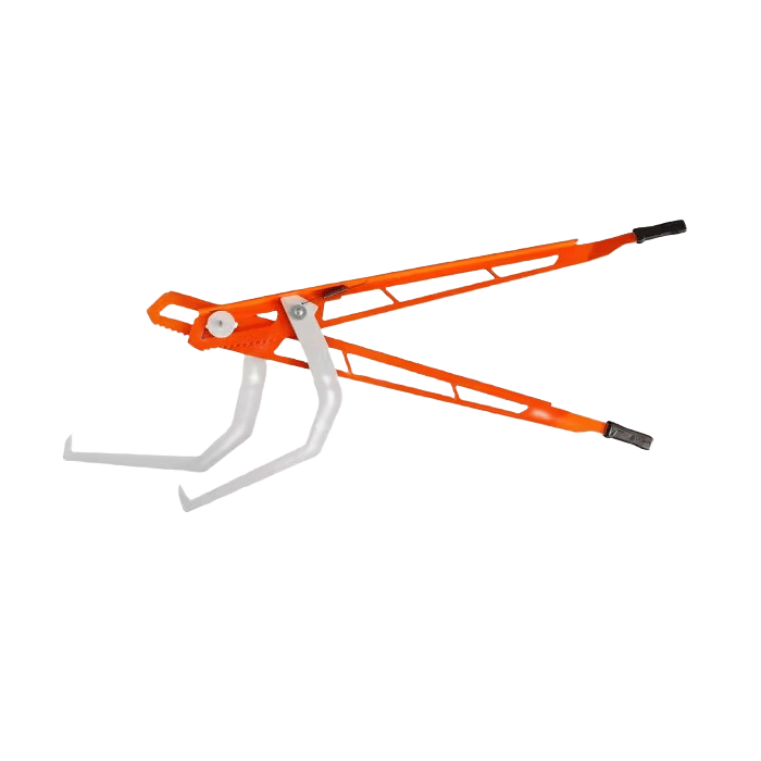 Orange and gray wood turning tool with long handles designed for precision woodworking and home improvement tasks