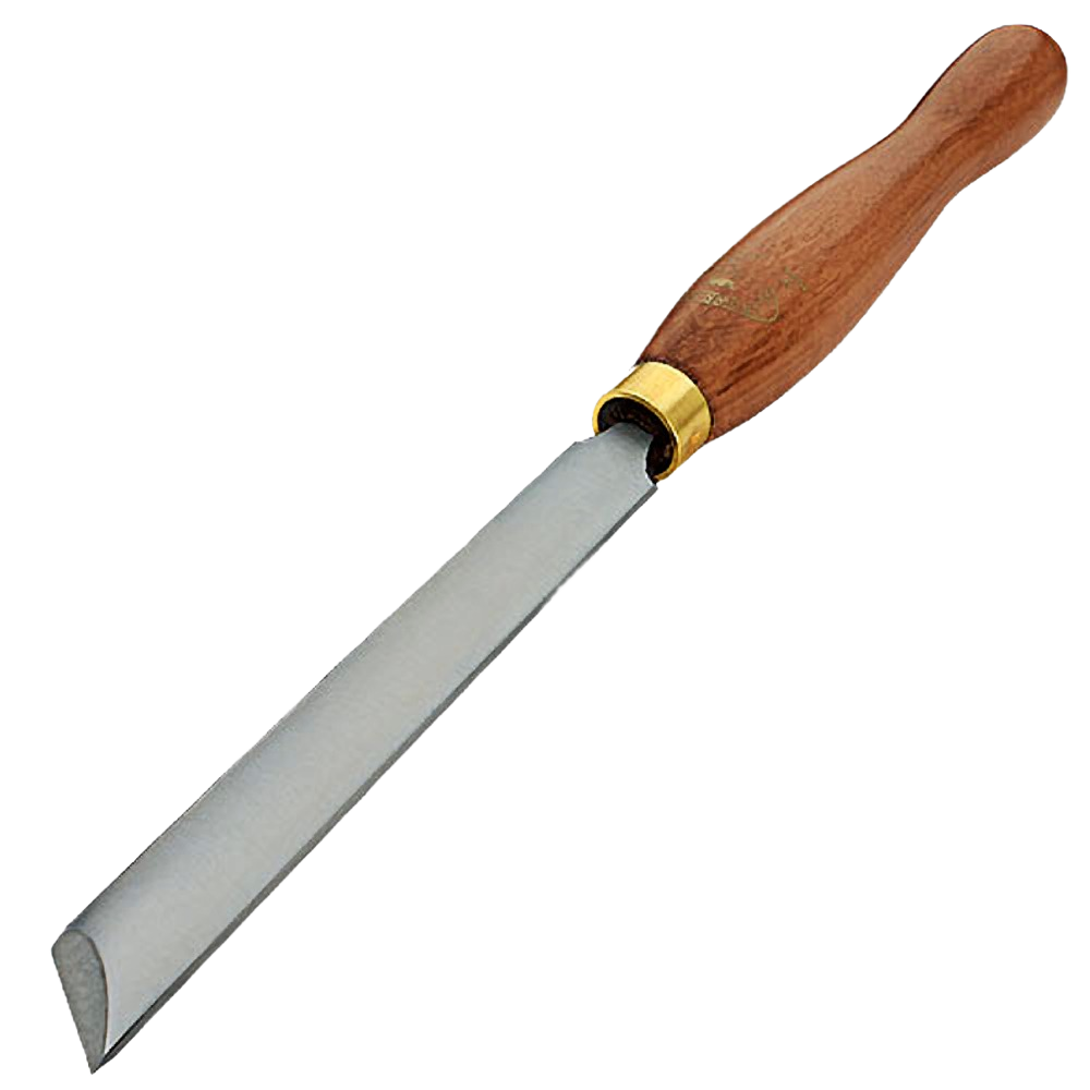 Oval skew chisel with polished blade and smooth wooden handle for precision woodworking and home improvement tasks