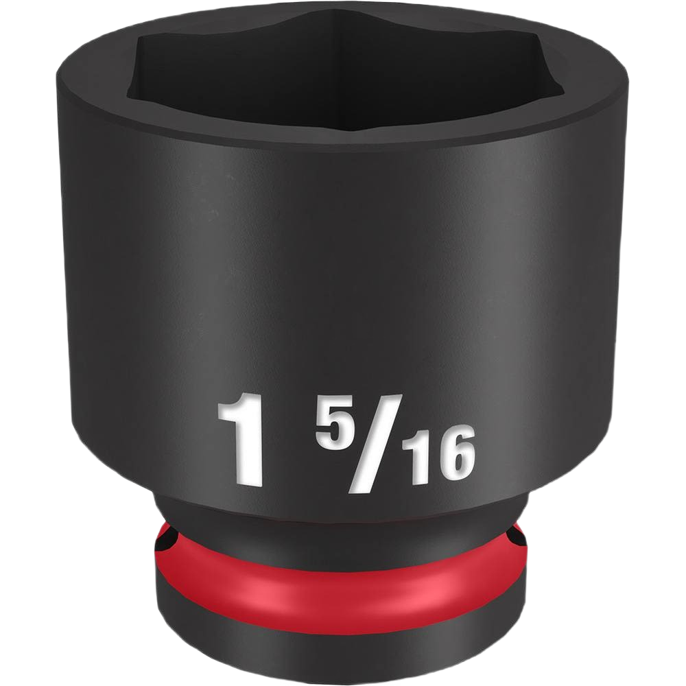 Milwaukee black impact socket with 1-5/16 inch size and red identification ring for tools and home improvement tasks