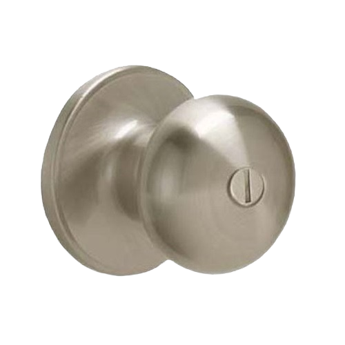 Satin nickel privacy door knob with turn-button lock for interior doors in hardware and door knobs collections under $50