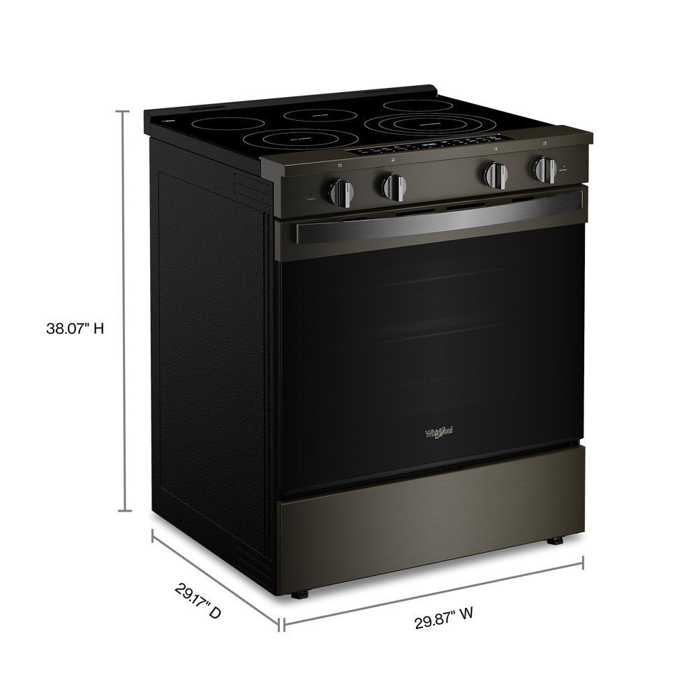 30-inch smart slide-in electric range with dark stainless steel finish from ranges and kitchenware collection