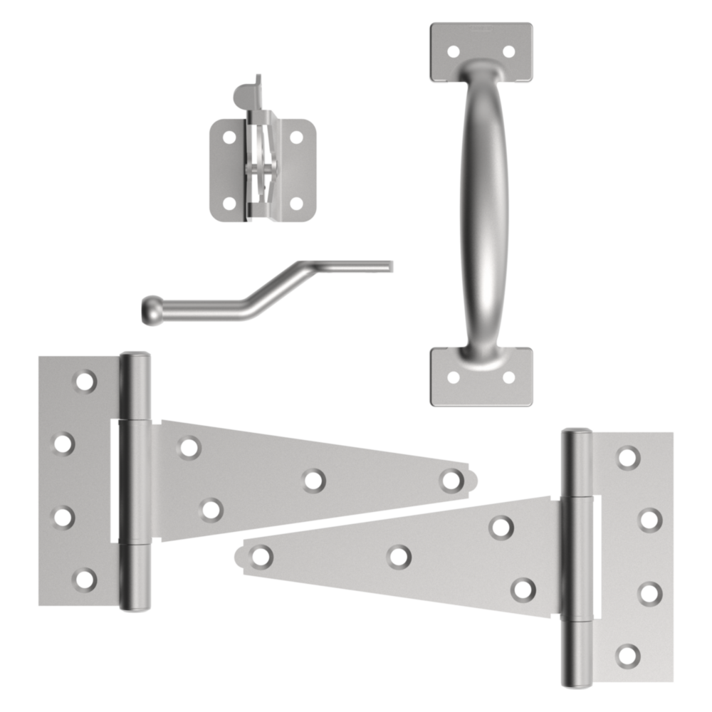 Galvanized gate hardware set including strap hinges, latch, and handle for gate and door hardware under $50 collection