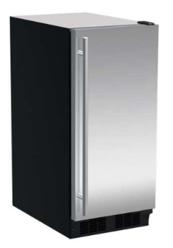15-inch built-in crescent ice machine with stainless steel door, designed for kitchen and appliance collections