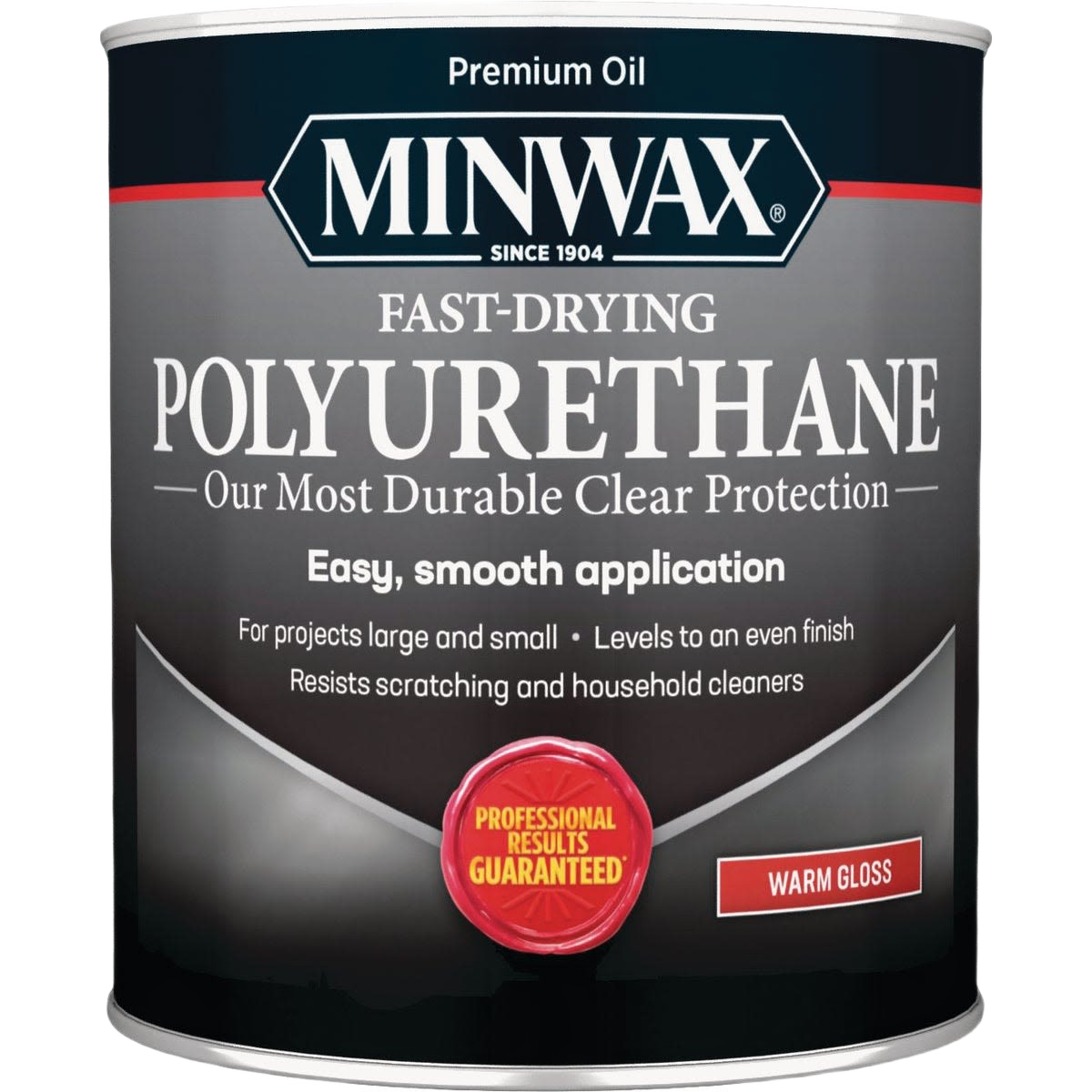 Can of Minwax fast-drying clear gloss polyurethane for interior wood finishing in stains and sealers collection