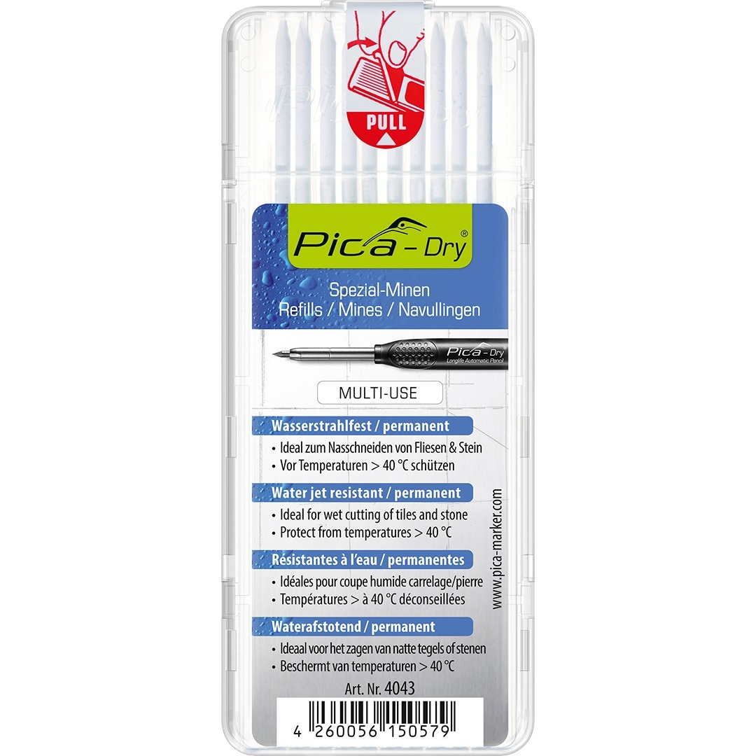 Pack of white refill leads for waterproof multi-use marking in woodworking and measuring tools collections