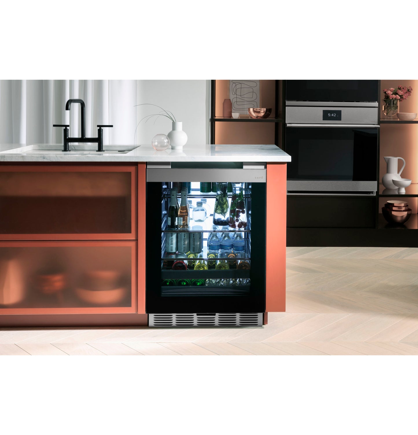 CAFÉ™ ENERGY STAR® 126-Can or 14-Bottle Beverage Center in Platinum Glass