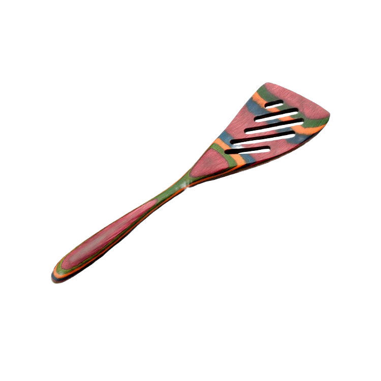 Mini rainbow slotted spoon made of laminated Pakka hardwood for kitchen utensils and cooking tools collection