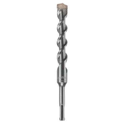 Silver rotary hammer drill bit with spiral flutes and carbide tip, designed for heavy-duty home improvement tasks