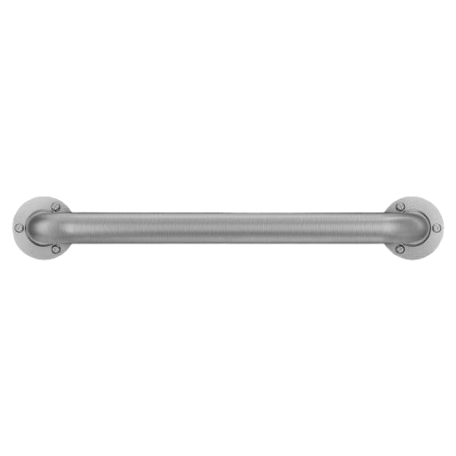 Brushed stainless steel grab bar with exposed screws for bathroom safety and support in home improvement projects