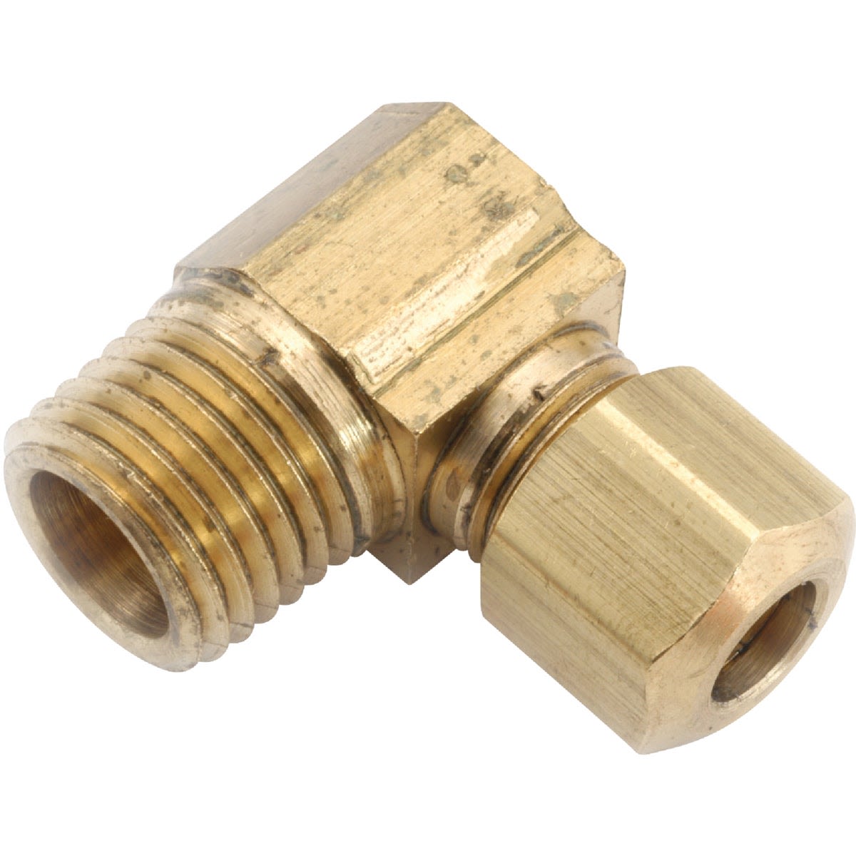 Brass compression elbow fitting with male threads, 90-degree angle for plumbing and irrigation under $50 tools and supplies