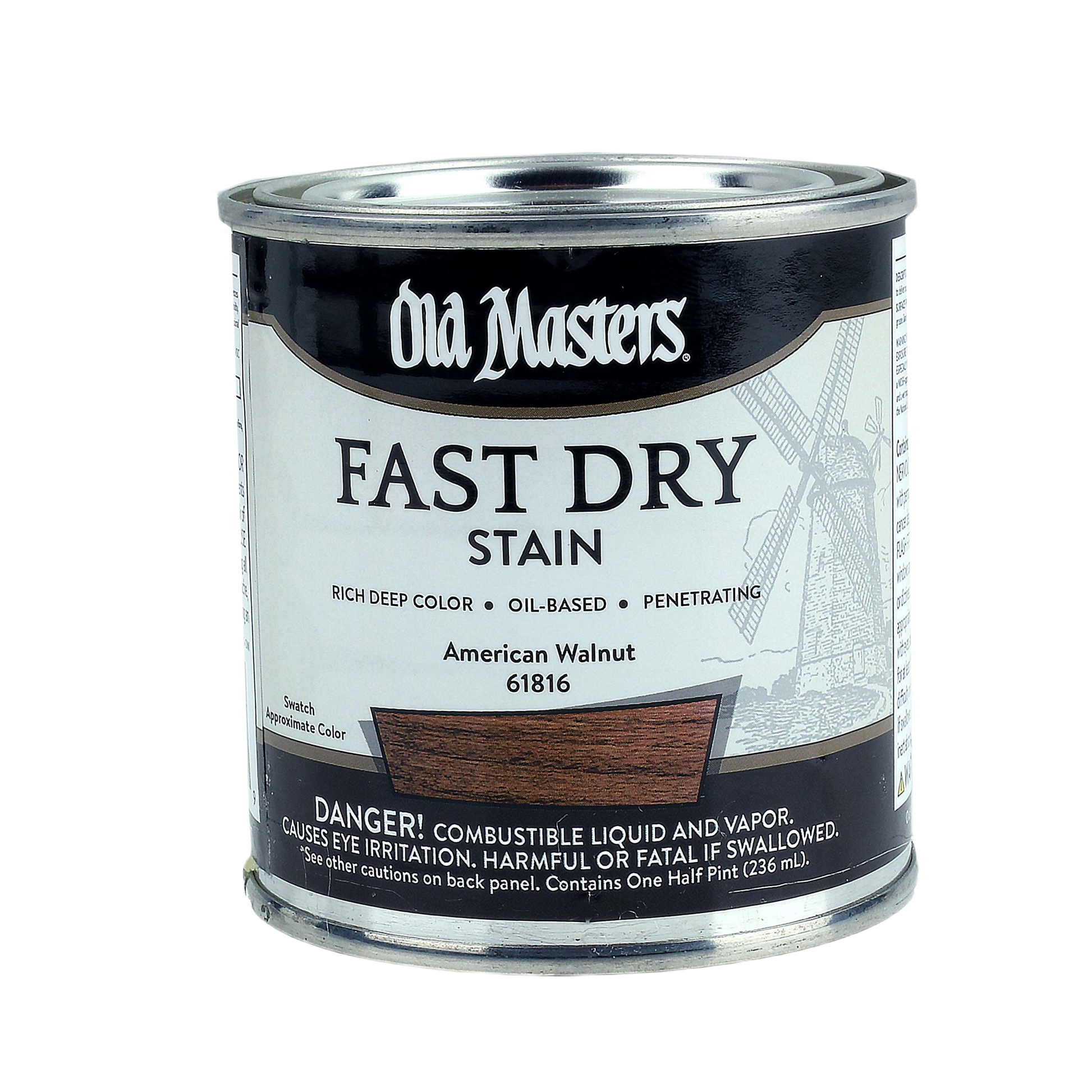 Oil-based fast-drying American Walnut wood stain in 1/2 pint can for interior stains and finishing projects under $50