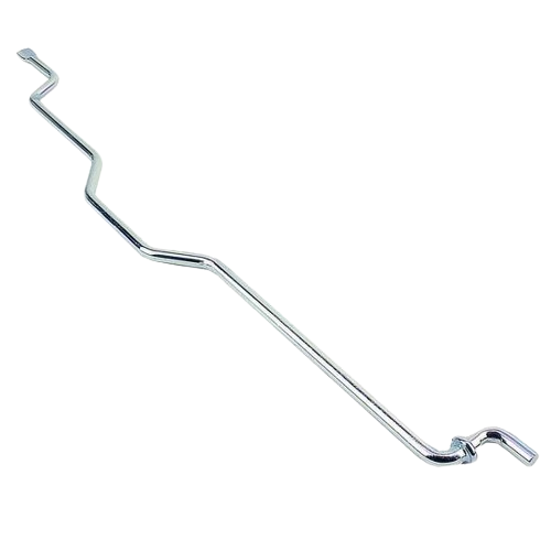Chrome-plated steel rod with angular bends designed for durability and use in tools and home improvement projects
