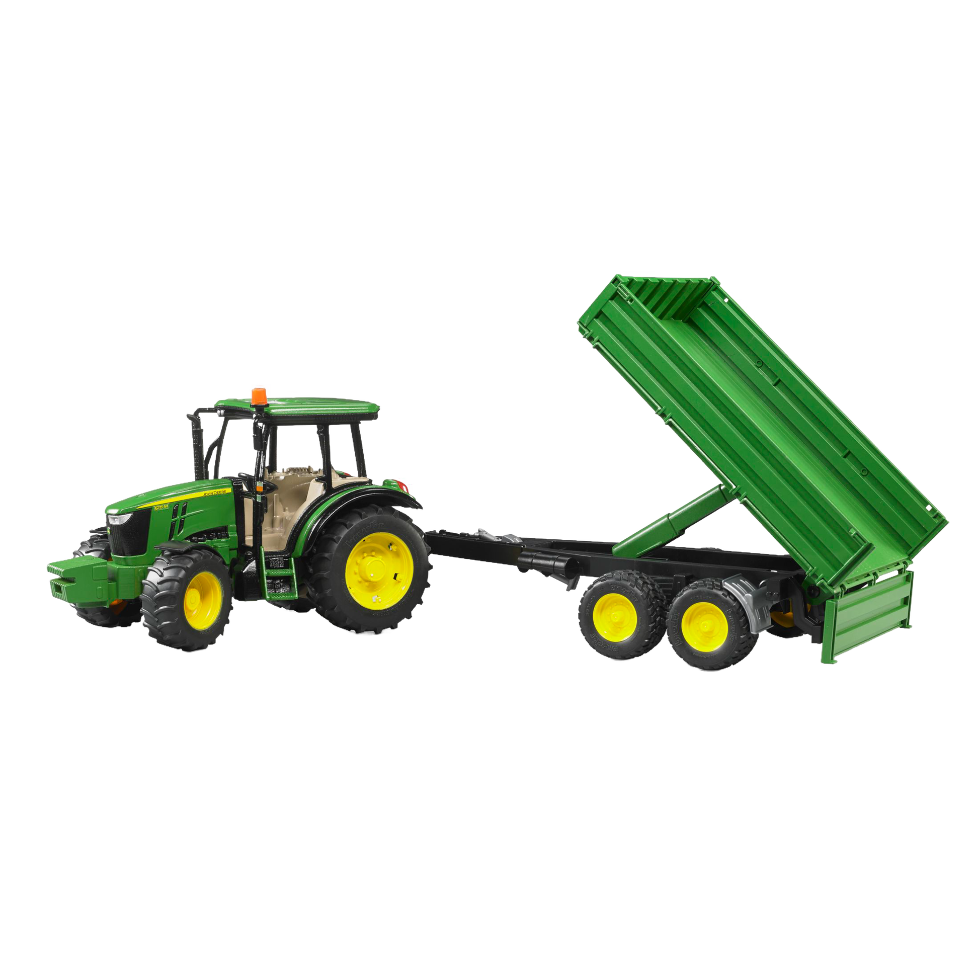 Green tractor toy pulling raised green tipping trailer in Vehicles & Remote Controlled Toys and Bruder Toys collections