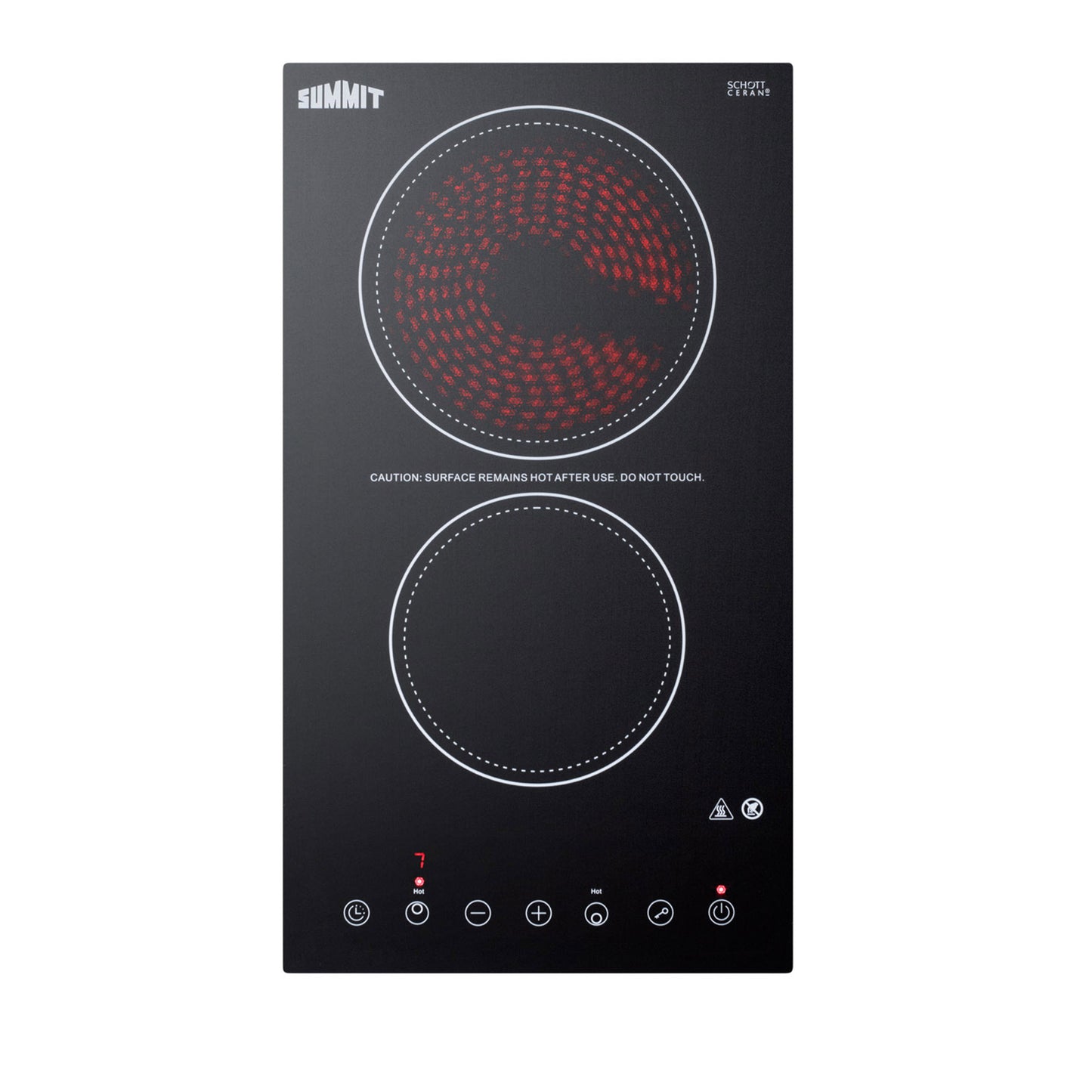 12" Wide 230V 2-Burner Radiant Cooktop