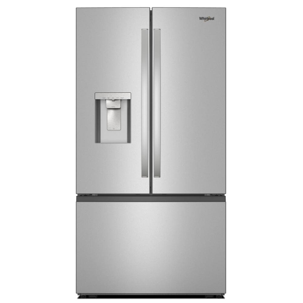 36-inch stainless steel French door refrigerator with bottom freezer and built-in water and ice dispenser from kitchen appliances collections