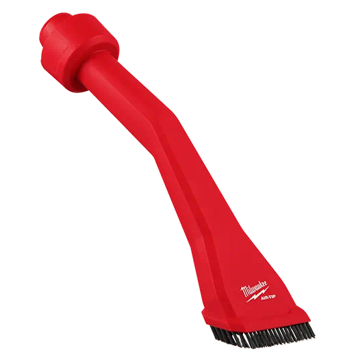 Red claw-shaped utility nozzle with integrated brush bristles for woodworking and dust collection tools under $50 collections