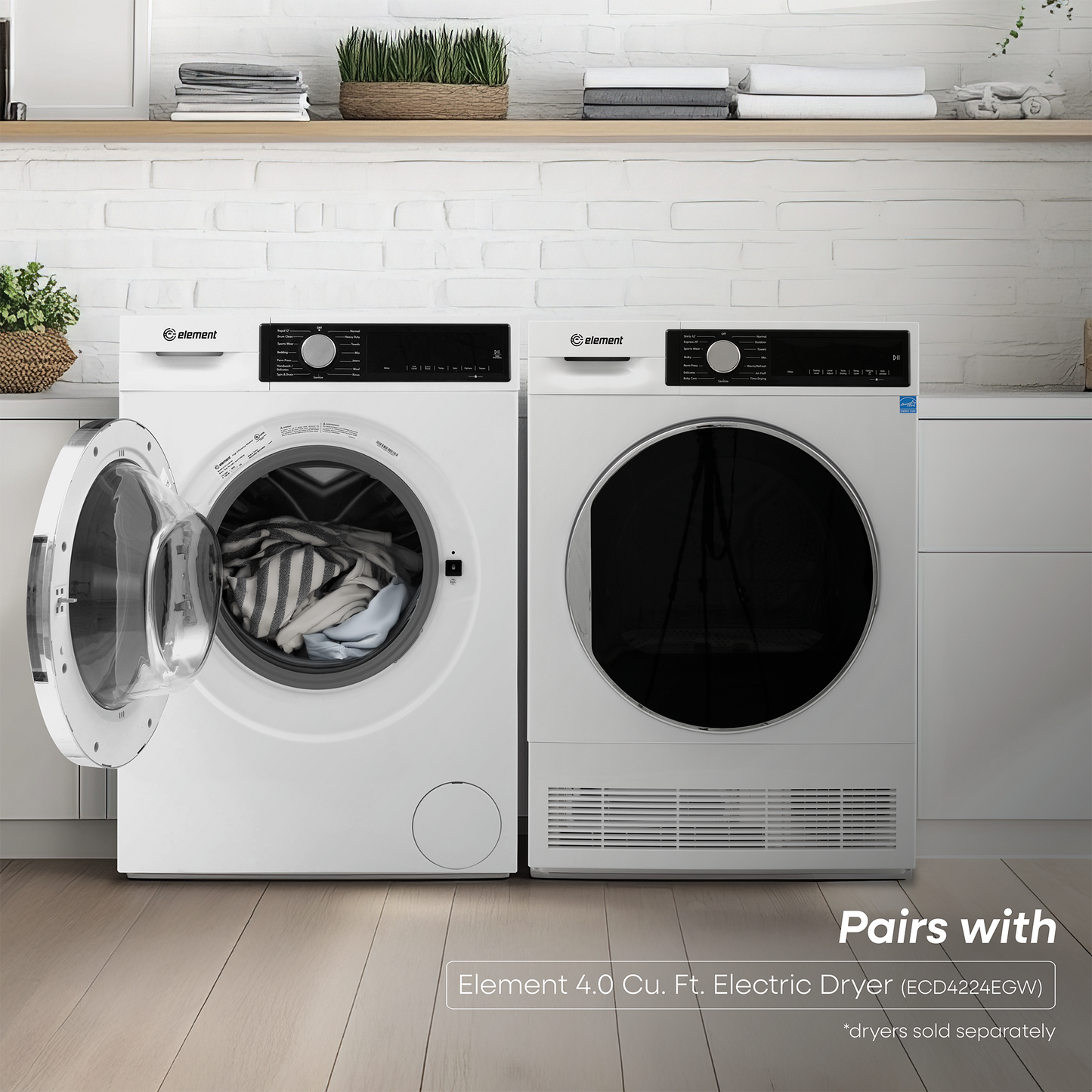 Element Electronics 24-inch 2.2 cu. ft. Front Load Washer – White, ENERGY STAR (ECW2224EGW)