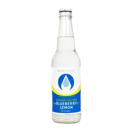 Glass bottle of Reading Soda Works Blueberry Lemon seltzer water in food and beverage under $25 category