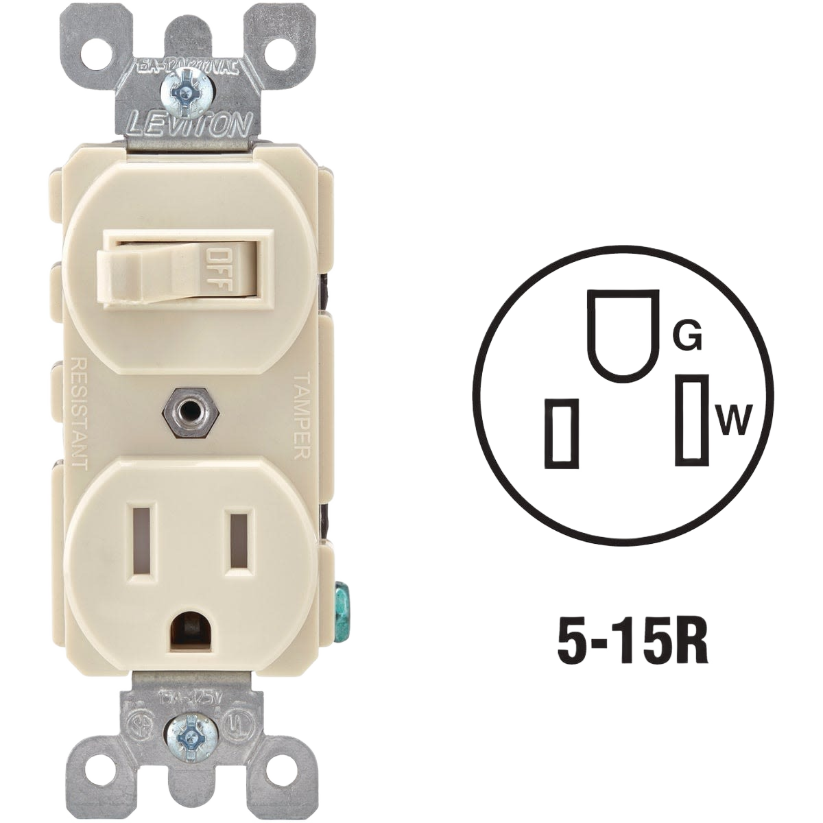 Light almond commercial grade switch and outlet combo with durable construction for home improvement projects