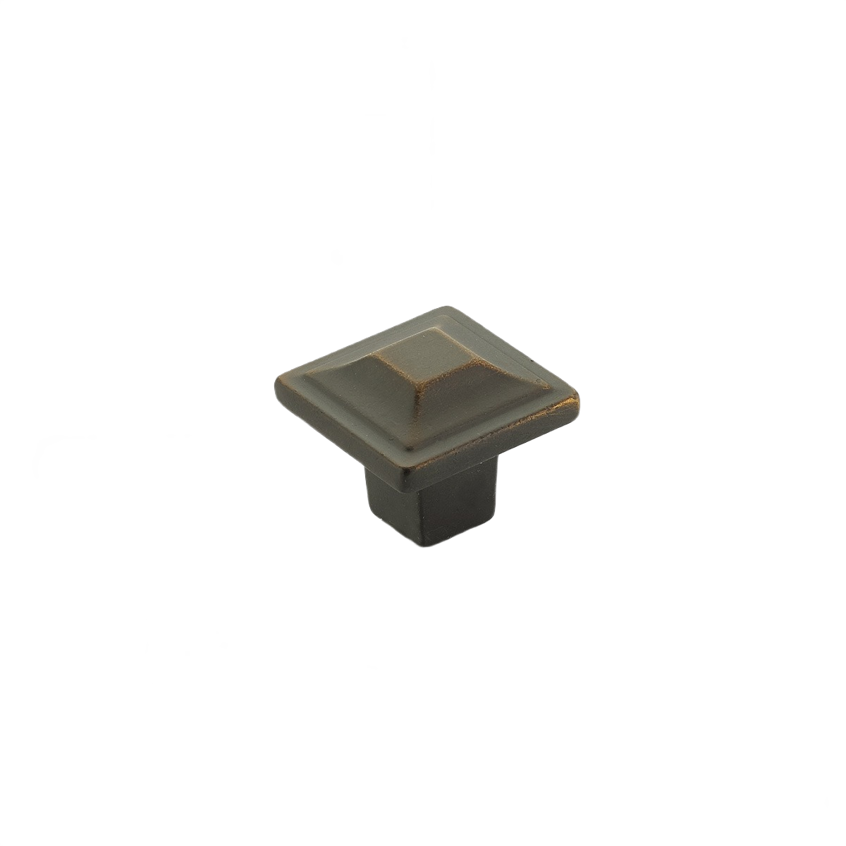Square cabinet knob with ancient bronze finish for transitional furniture hardware and home improvement projects under $50
