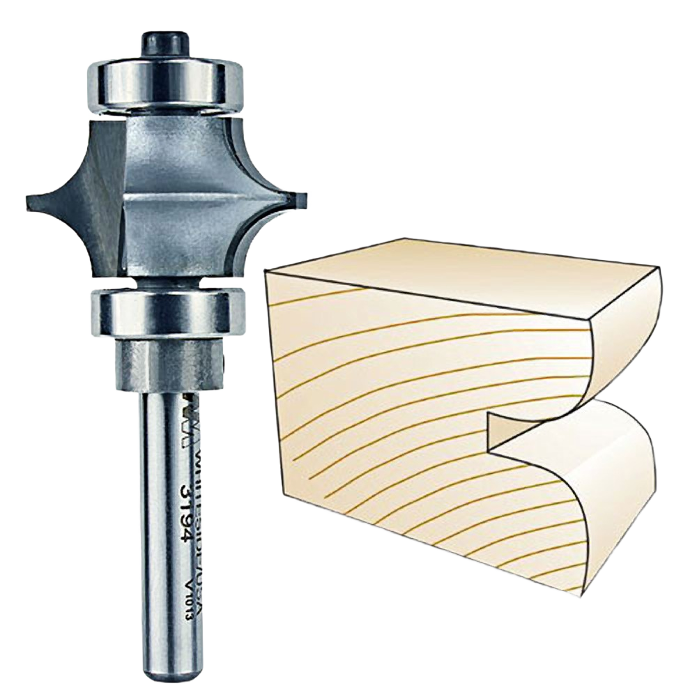 Steel woodworking full bead bit with wood profile sample for home improvement and power tool accessories under $100