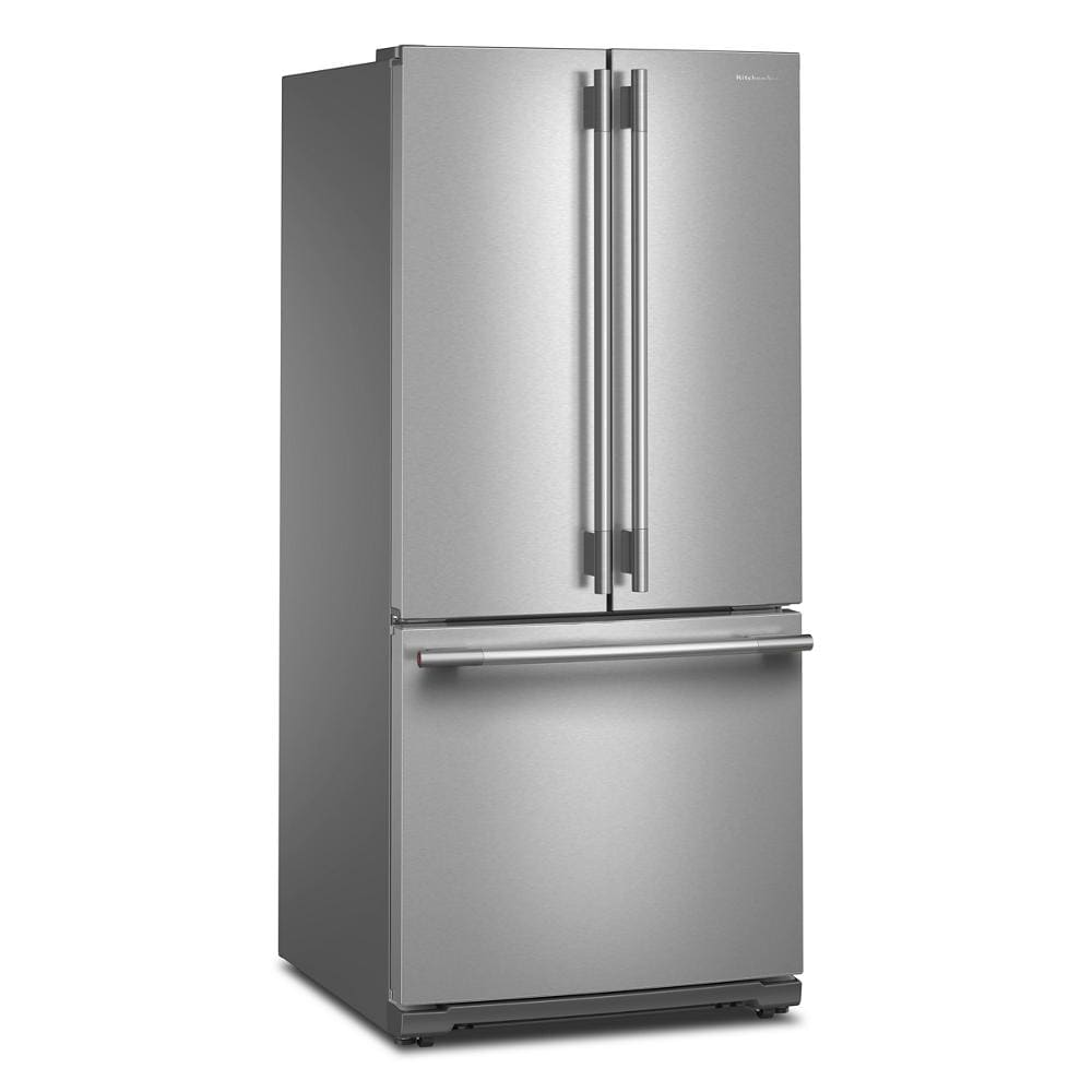 30-inch stainless steel French door refrigerator with bottom freezer and fingerprint-resistant PrintShield® finish from KitchenAid collection