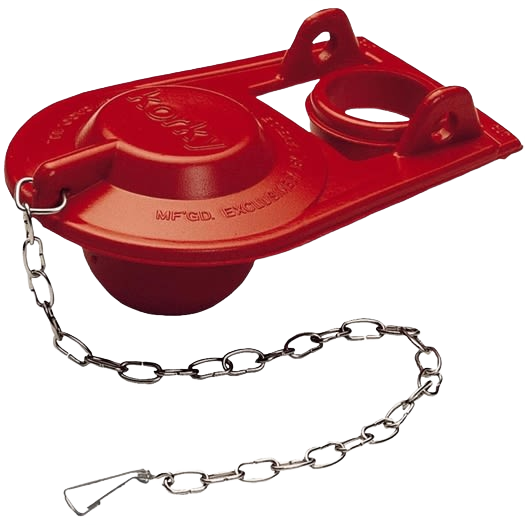 Red rubber toilet flapper with metal chain for plumbing parts and toilet repair under $50 in home improvement collections
