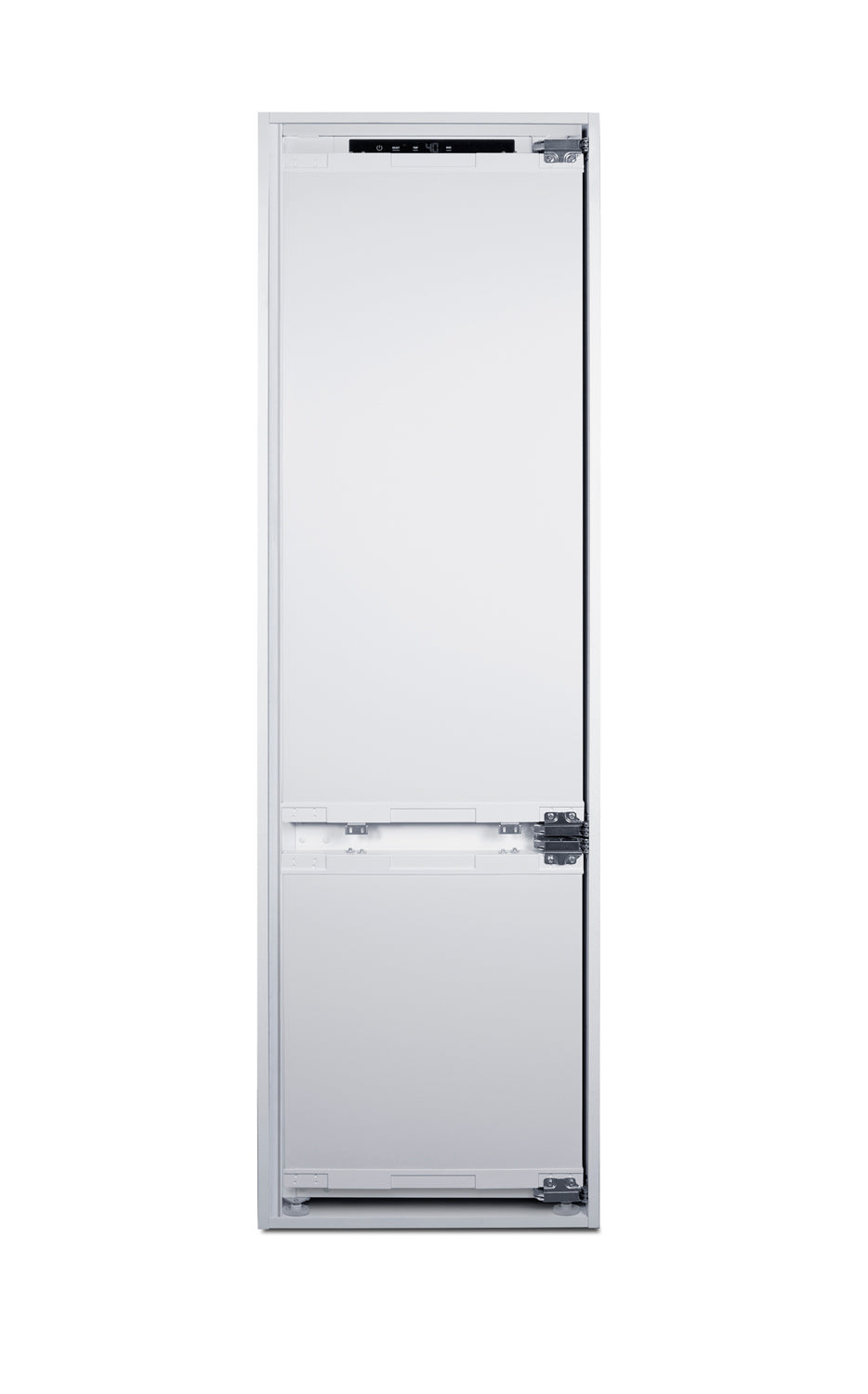 Fully integrated bottom mount refrigerator-freezer with unfinished panels and digital control in kitchen appliances collection