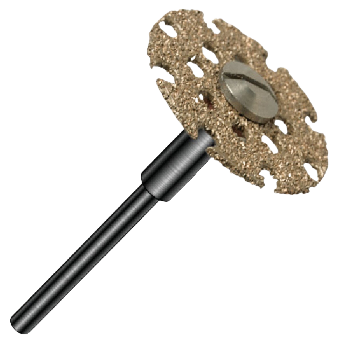 Rotary tool cut-off wheel with textured edge for shaping and cutting wood, plastic, and laminates in tool accessories collection
