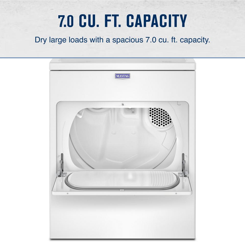 Open white top load electric dryer showing spacious 7.0 cu. ft. drum capacity in washers and dryers collection