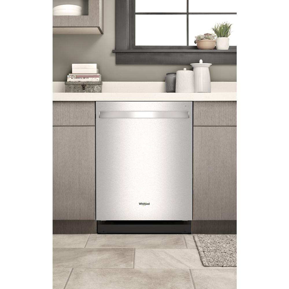 Built-in stainless steel dishwasher flush with cabinets in modern kitchen from dishwashers and appliances collection