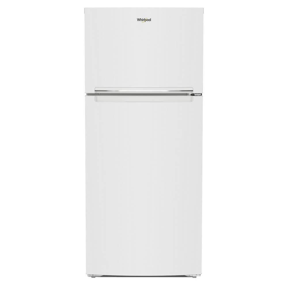 White top freezer refrigerator with sleek handle for kitchen and appliance collections including refrigerators and top freezer models