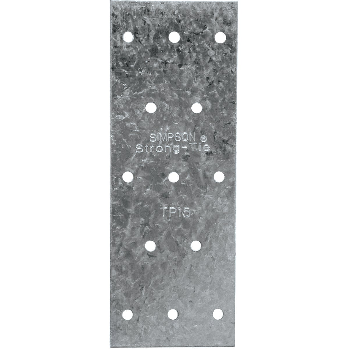 Galvanized steel tie plate with multiple holes for structural reinforcement in lumber and building materials collection