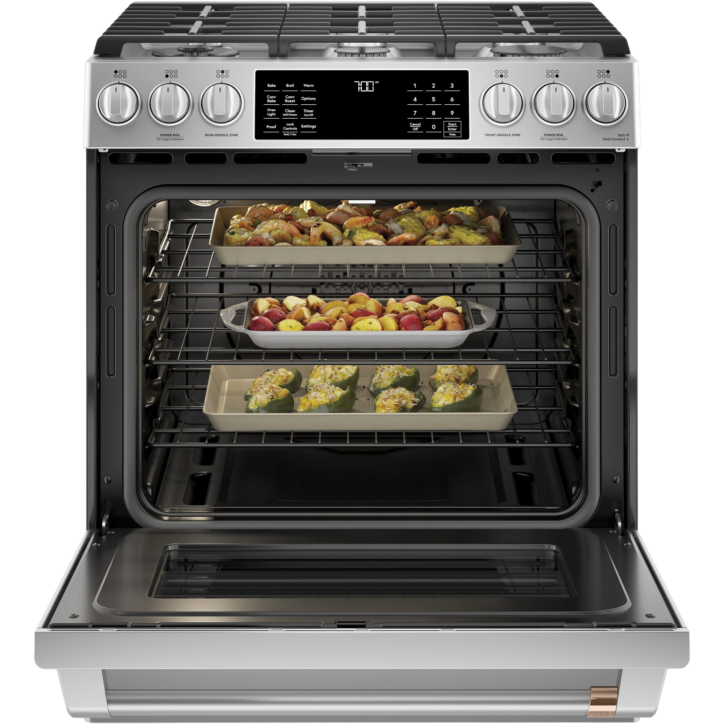 CAFÉ™ 30" Smart Slide-In, Front-Control, Gas Range with Convection Oven