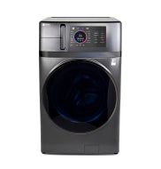 Dark gray front-load combo washer and dryer with digital control panel in Appliance laundry centers collection