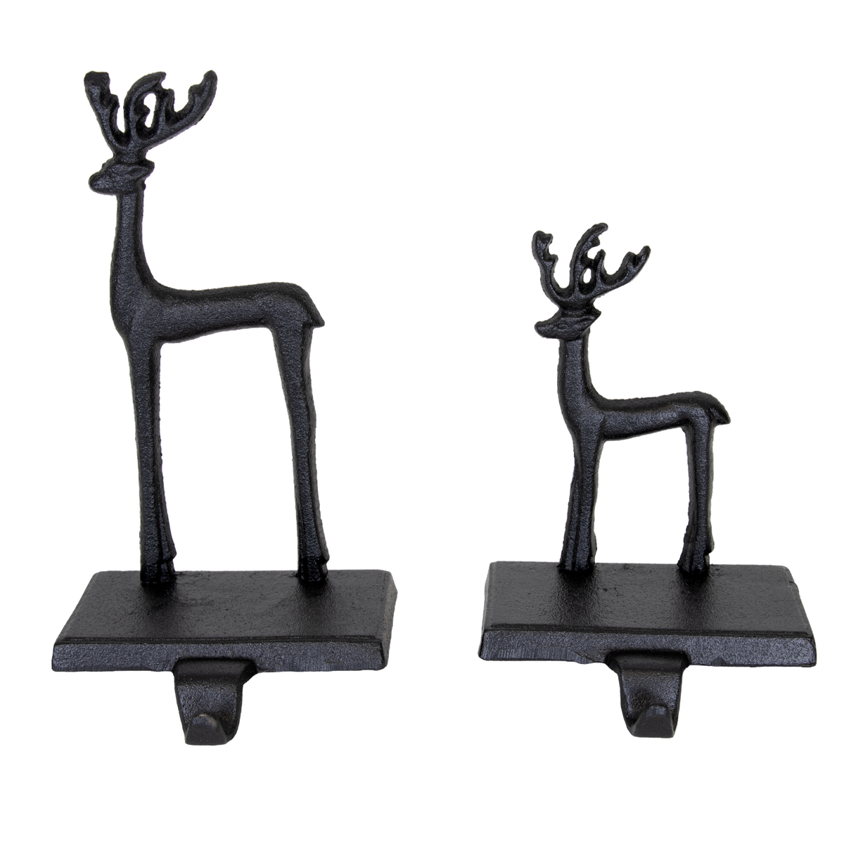 Transpac Black Iron Deer Stocking Holder, 2-Pack