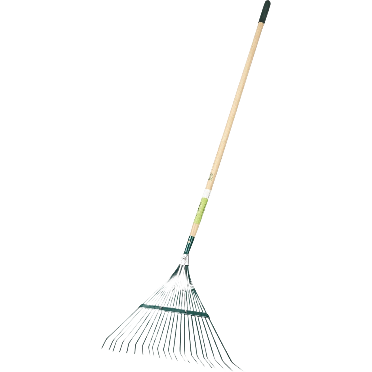 Steel leaf rake with chrome-plated brace and pine wood handle for gardening and outdoor tool use under $50