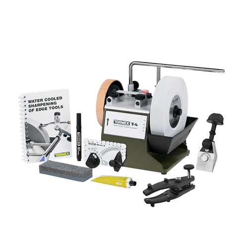 Water-cooled sharpening system with grinding wheel, angle guide, and accessories for precise tool maintenance and home improvement