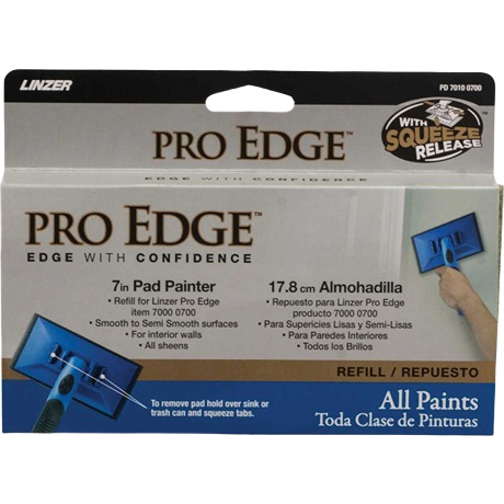 Packaging of Linzer Pro Edge 7 in. paint pad refill for smooth interior wall painting in paint supplies collection under $50