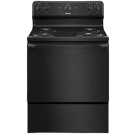 Black free-standing electric range with four coil burners and rear control panel from Electric Ranges collection