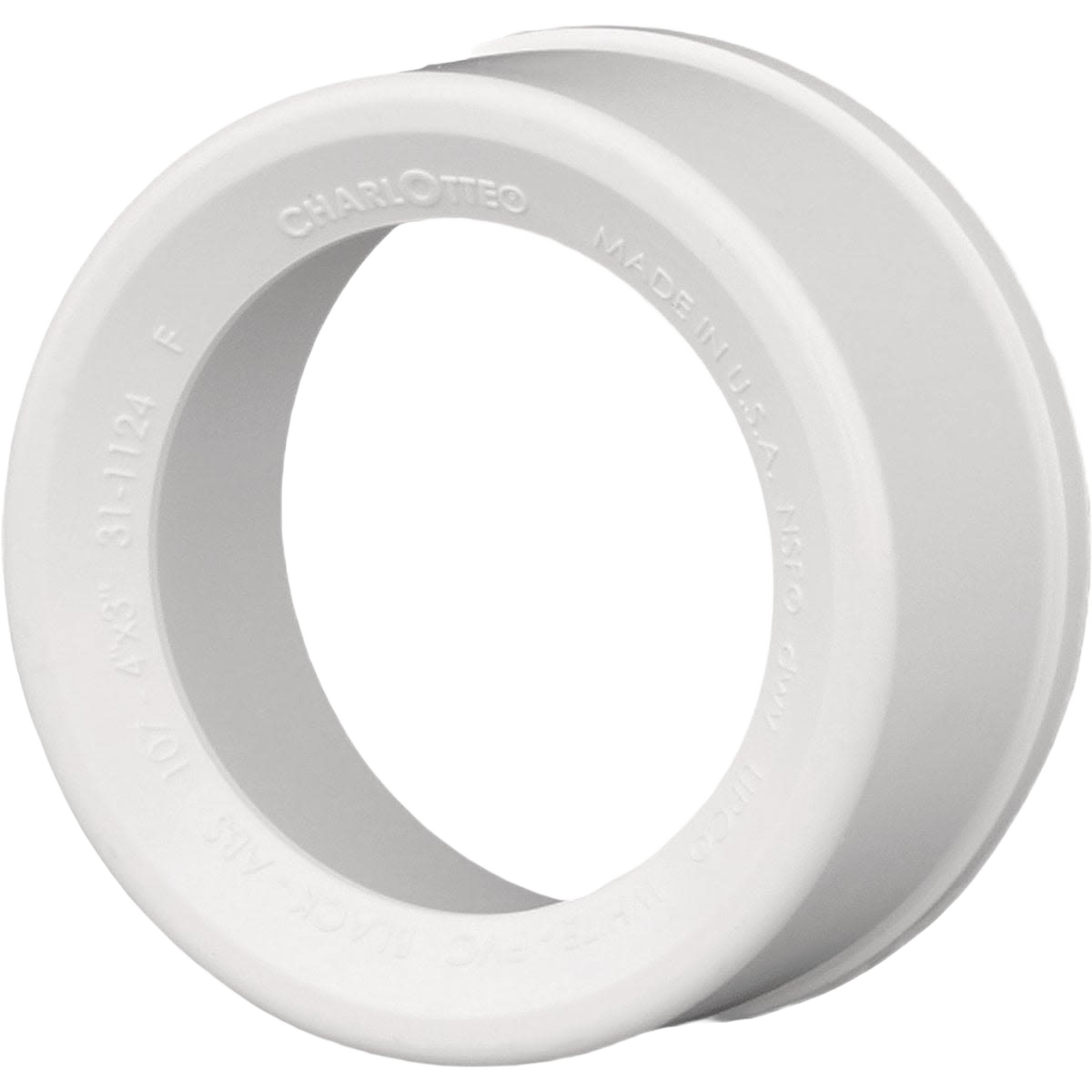 White PVC flush bushing for drain, waste, and vent plumbing in Pipes & Fittings and Home Improvement collections