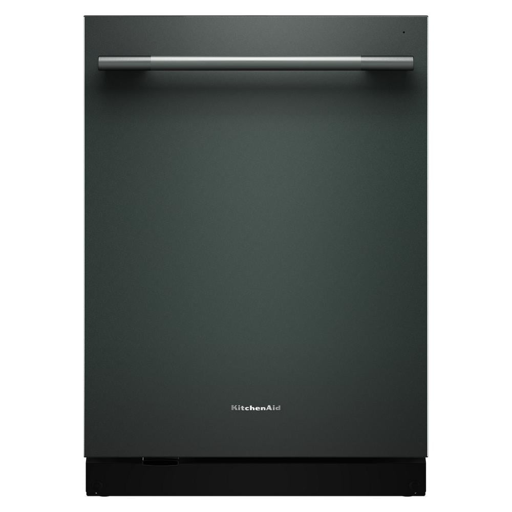 Matte black KitchenAid dishwasher with towel bar handle and ultra-bright LED lighting from dishwashers and appliances collections